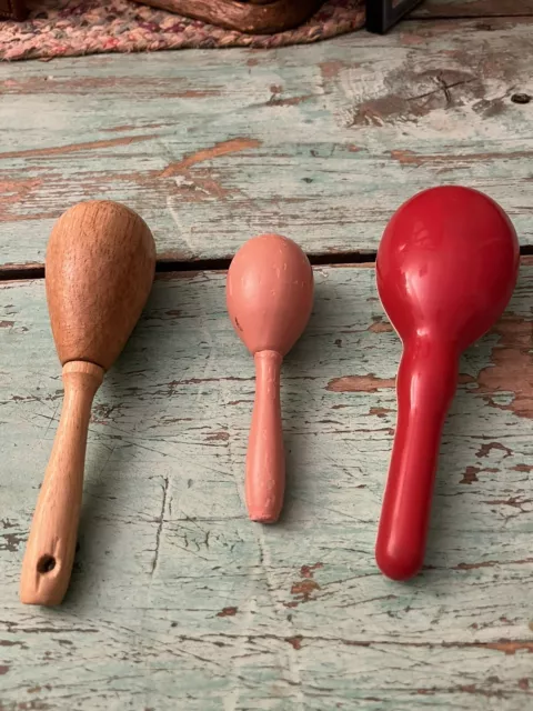 3 VTG Wood, Plastic Darning Eggs, Mending Sock Darner Sewing Mending 6" & 4.5"