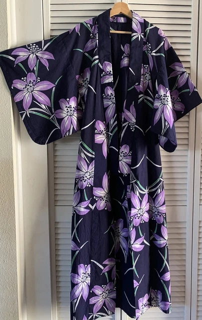Japanese Yukata Floral Kimono Robe  100% Cotton