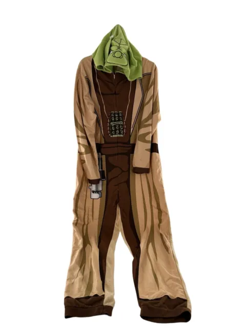 Star Wars Pajama Costume Yoda One Piece Hooded Halloween XL Adult Unisex Suit