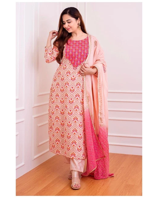 Pakistani Embroidered Salwar Kameez Indian Partywear Suit Flared Kurta Dupatta
