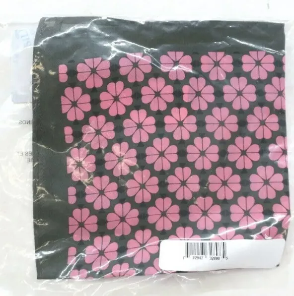 Kate Spade New York 100% Silk Scarf Pink Flower Heart 11.5"x11.5" Pocket Square 3