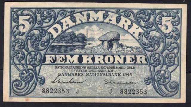 D#92 Dänemark Denmark P 30 i: 5 Kroner 1943: 1 Stück Sammler collector lot