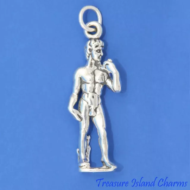 David Sculpture Florence Italy 3D 925 Sterling Silver Charm Michelangelo Statue