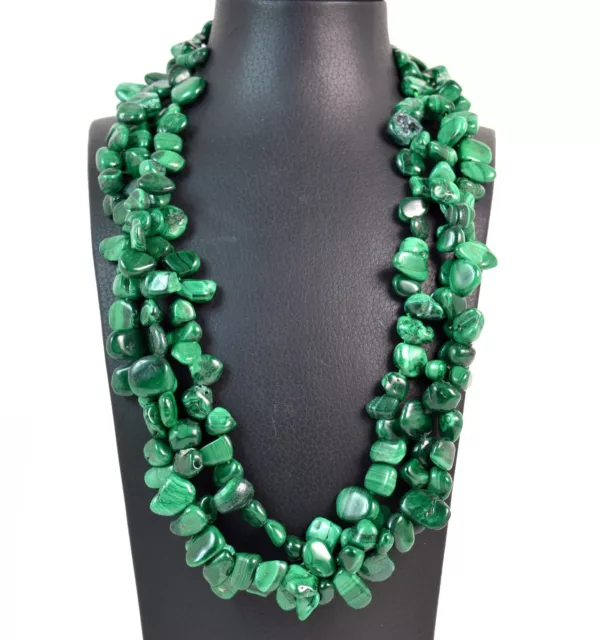 Collana a tre fili in Malachite. Made in Italy