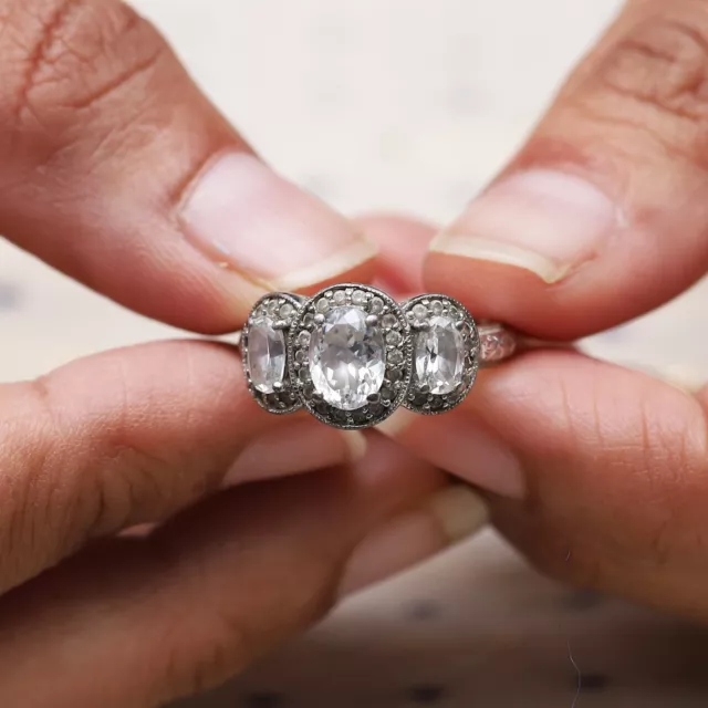 QVC TACORI IV Diamonique Epiphany Bloom with Love 3 Stone Ring Pre