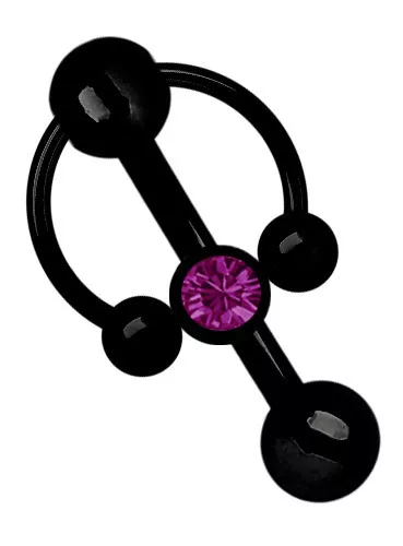 Intim Piercing Schmuck Banane schwarz mit Lochkugel und CBR mit Zirkonia Kugel