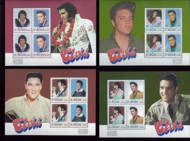 ELVIS PRESLEY Souvenir Sheet Set of Four #878 -81 MNH - St . Vincent E9