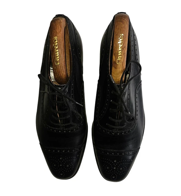 Men's Church's vintage Custom Grade Diplomat black leather brogue shoes photographed against a plain background