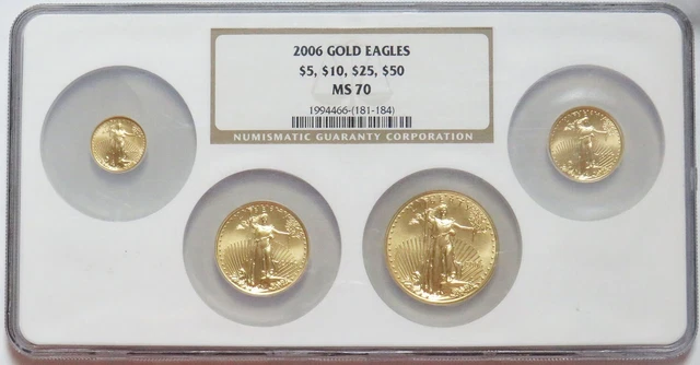 2006 Gold American Eagle 4 Coin Set 1.85 Oz Ngc Mint State 70