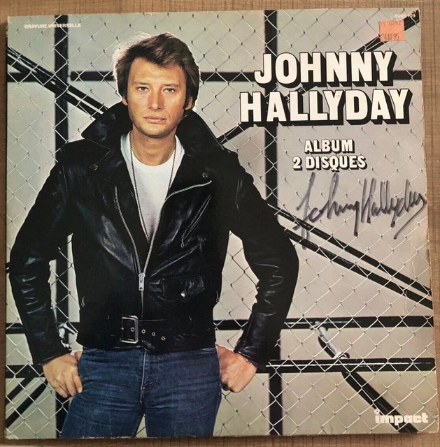 autographe dedicace johnny hallyday lp 33T impact double disque