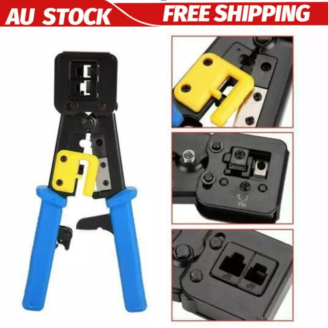 RJ45 Crimping Tool Ratchet Crimper EZ Pass Through Cat5/5e Cat6 RJ11 Cable Ends