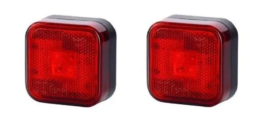 2x LED Umriss Heck Marker Lichter W / Reflektierend Gerät Square Roter Reflektor