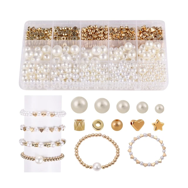 LUTER 770pcs Pearl Beads for Bracelets Making, Round Pearls Beads Craft Kit w...