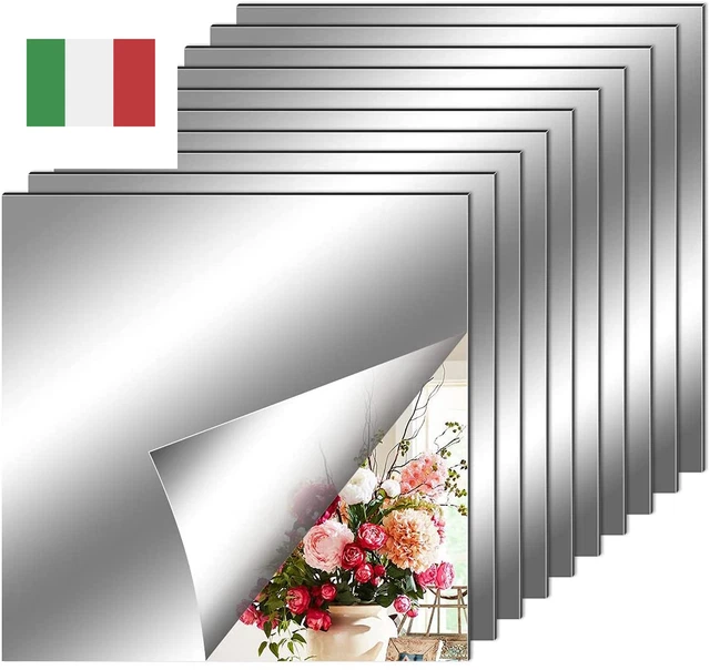 10 Pezzi Adesivi Da Parete a Specchio, Specchio Flessibile Adesivo, Fogli in Mat
