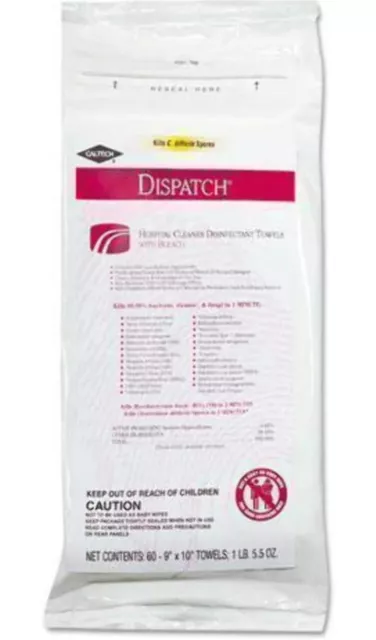 Dispatch Hospital Cleaner Disinfectant Towels with Bleach 6 Packs Size 9” X 10”