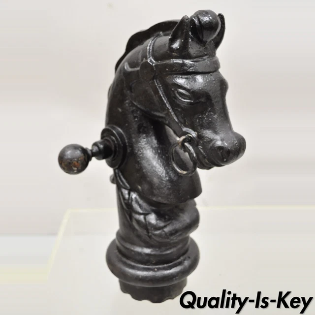Antique 19th Century Cast Iron Horse Head Hitching Post Early American (B)