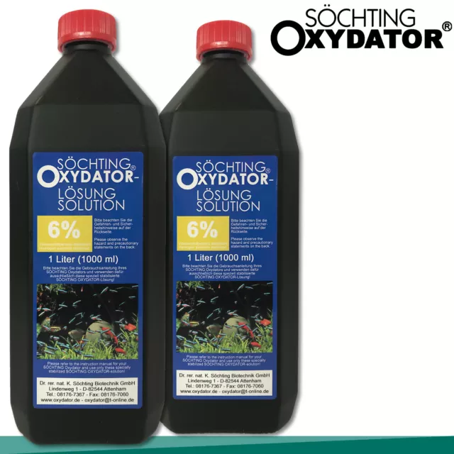 Söchting 2x 1L Oxydator Solution 6% Peroxyde D'Hydrogène Étang Aquarium Algues