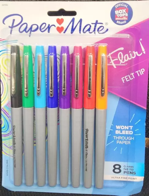 Papermate Flair Porous Point Pens, Ultra Fine Point, Assorted Ink, Pack of  8 (62145)