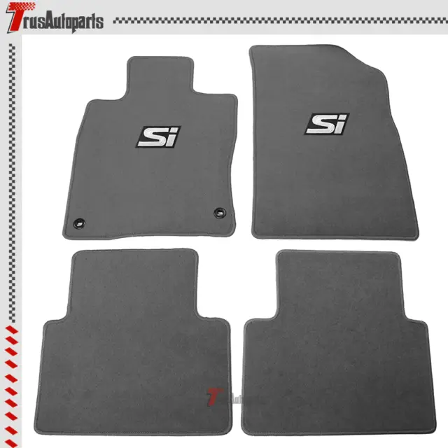 For 19-22 Honda Insight Gray Nylon Floor Mat Carpet & White Si 4PC Set