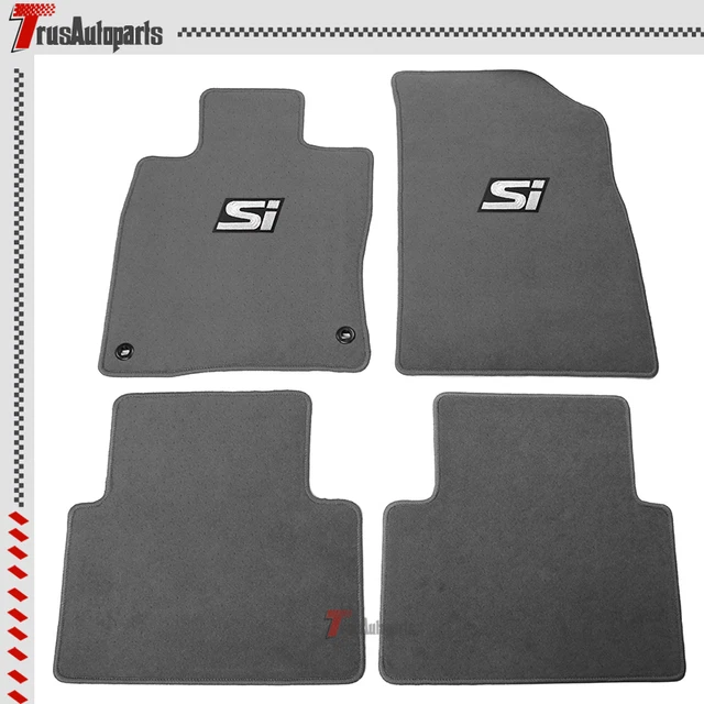 For 19-22 Honda Insight Gray Nylon Floor Mat Carpet & White Si 4PC Set