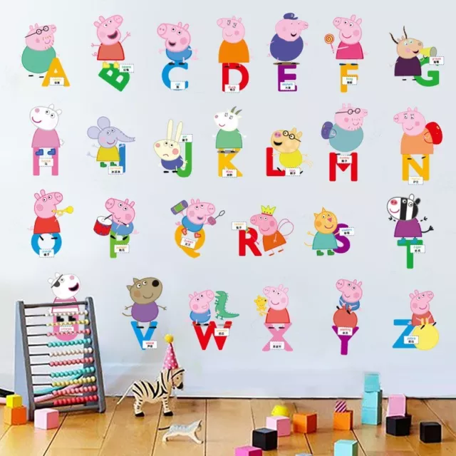 Peppa Pig Alphabet Wall Stickers Nursery Children Kids Boy Girl Room Wall Decals 2