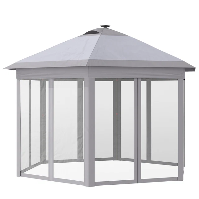 Pavillon Faltpavillon mit LED Solar Lichterkette USB 4,5 x 3,4 m Gartenpavillon