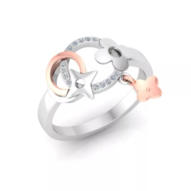 0.25 Ct Round Cut White Moissanite Diamond Circle Wedding Ring Sterling Silver