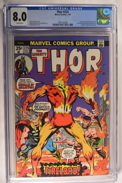 The Mighty Thor #225 CGC 8.0 w 1st app. Firelord, Galactus cameo7/1974