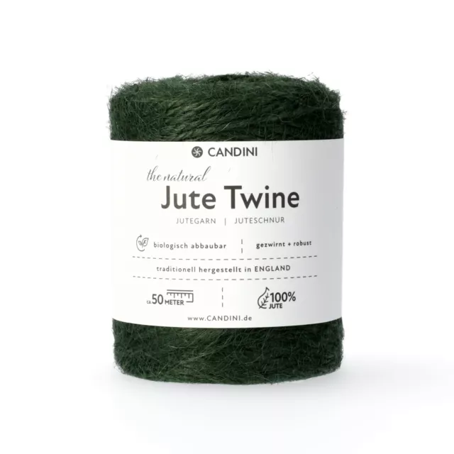 Jutegarn - grün wald, 50m, 2-3mm Jute - Schnur Kordel Paketschnur Bastelschnur