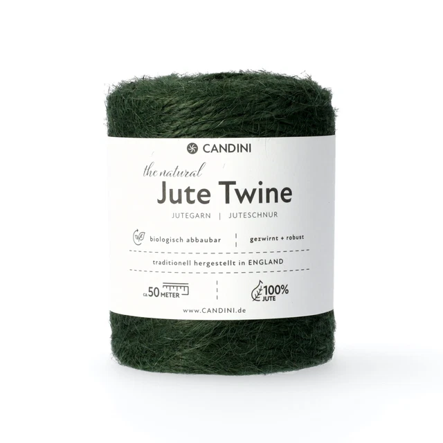 Jutegarn - grün wald, 50m, 2-3mm Jute - Schnur Kordel Paketschnur Bastelschnur