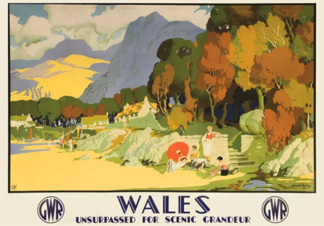 Vintage Railway POSTER Wales Welsh Tourism Rail Travel Ad Art Deco PRINT A3 A4