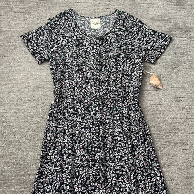 Cotton and Rye Dress Womens Small Black Floral Button Front Ruffle Hem Prairie 2