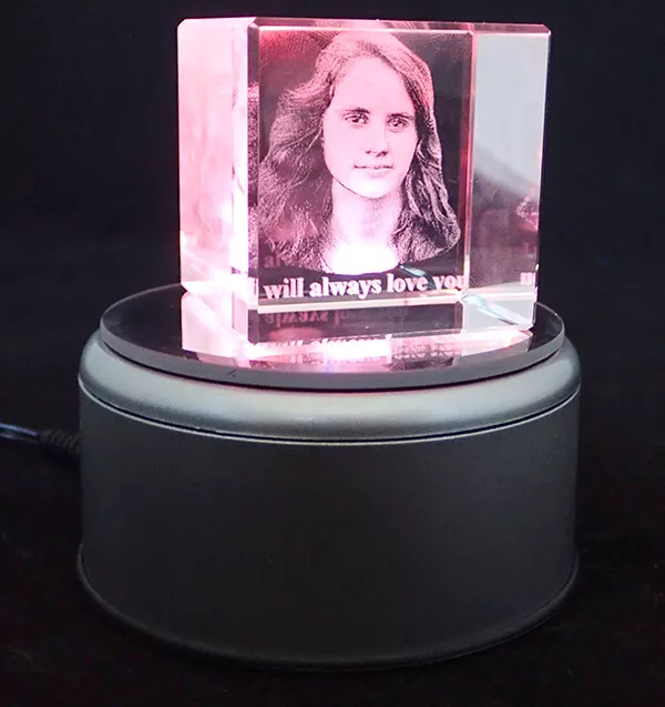 Personalised Lasered 3D Cube Photo Crystal 50x50x50mm