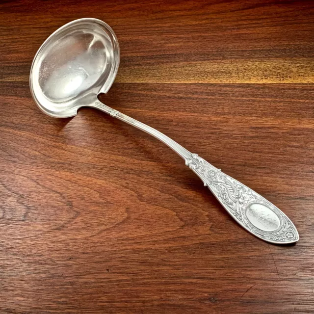 Whiting Sterling Silver Oyster / Soup Serving Ladle Arabesque 1875 10"