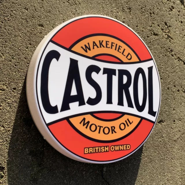 Castrol Oil Led Illuminated Light Box Garage Sign Petrol Gas Station Automobilia