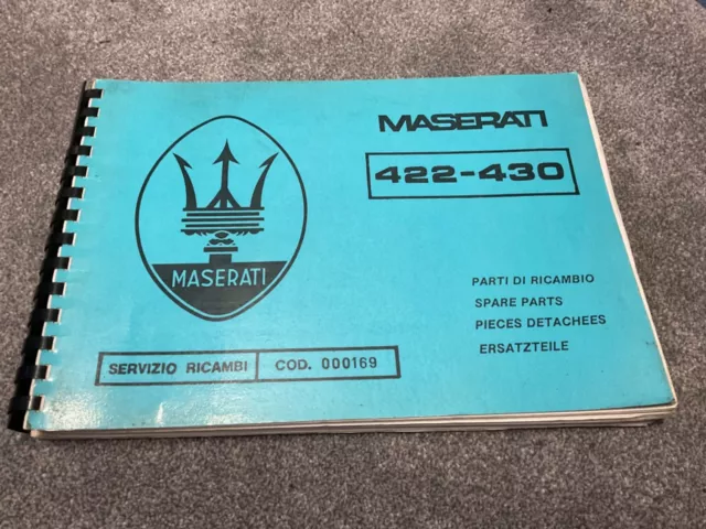 Maserati 422 - 430 spares parts catalogue manual owners handbook