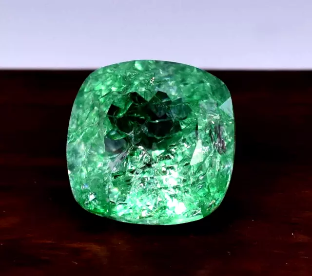 Smeraldo naturale verde zambiano AAA da 18,25 ct, forma a cuscino, 14 x 9...