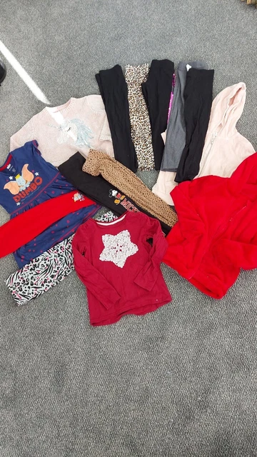 Grande pacchetto di vestiti misti per ragazze 7-8 anni NEXT H&M leggings felpe con cappuccio pile 2