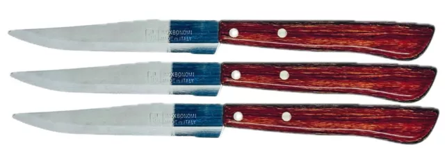 Bonomi Extrawood, Set 3 Cuchillos Filete CM 11 Mango Madera Púas