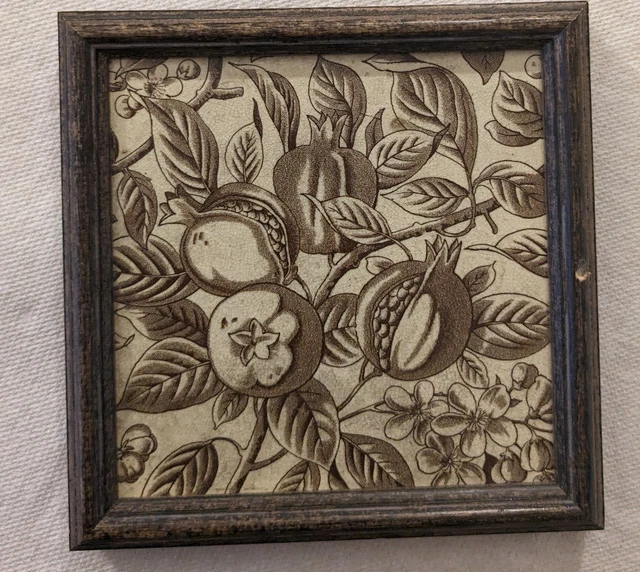 Framed T & R Boote Tile: Pomegranates