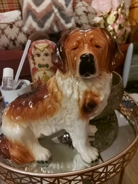 Saint Bernard Dog Figure Kingston Pottery