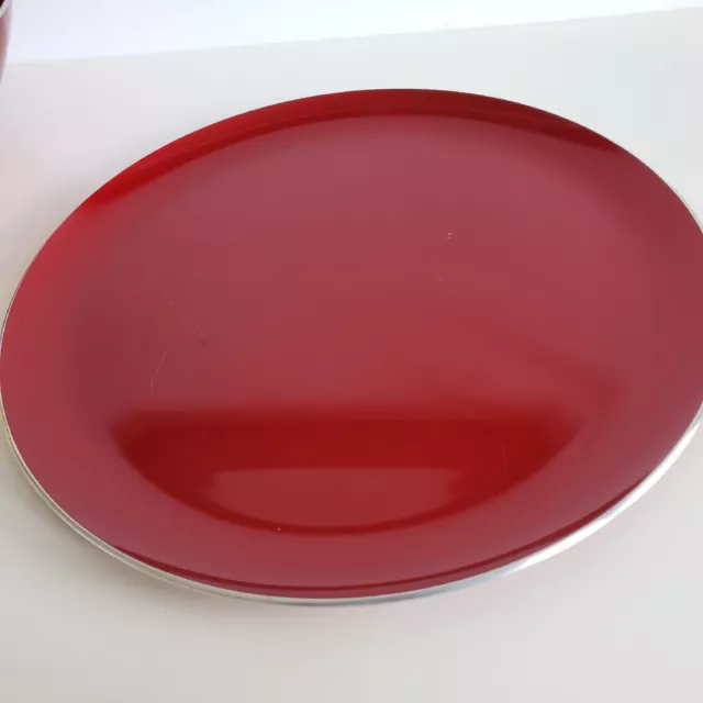 Vintage Emalox of Norway 2 Serving Bowls Anodized Enamel plus Red Tray 3