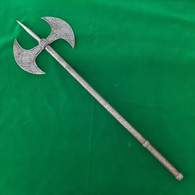 Vintage indian ottoman islamic double crescent axe Hand Engraved shamshir kilij