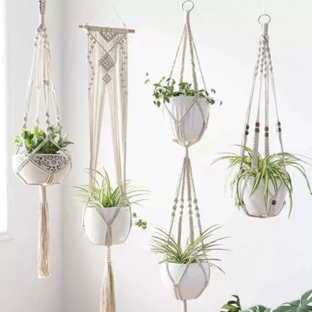 5Pack Macrame Plant Hanger Flower Pot Hanging Baskets Plant Holder Home Decor