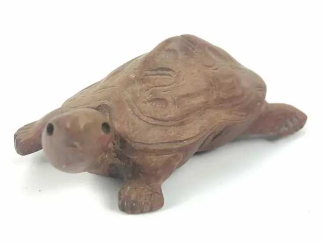 Brown Resin Turtle Paperweight Handmade Baby Tortoise Comp Figurine 3" Vintage