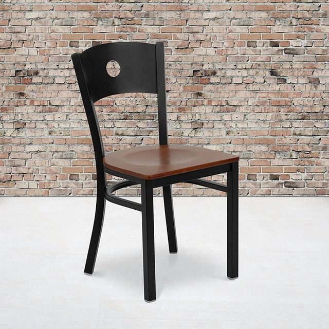 Flash Furniture HERCULES Series Black Circle Back Metal Restaurant Chair -