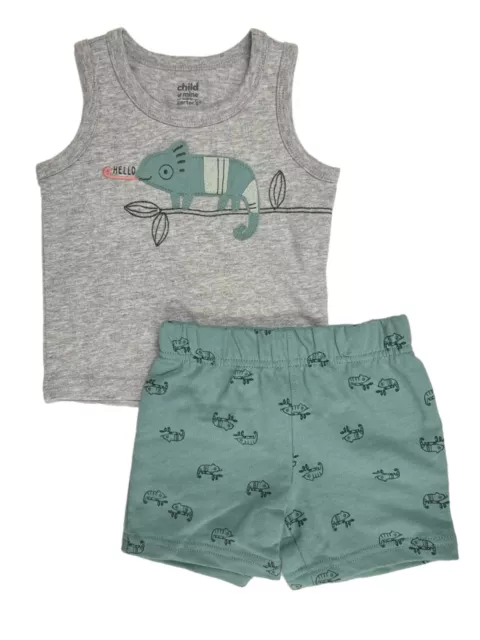 Carters Infant Boys Baby Outfit Gray Chameleon Tank Top & Shorts Set 12 Months