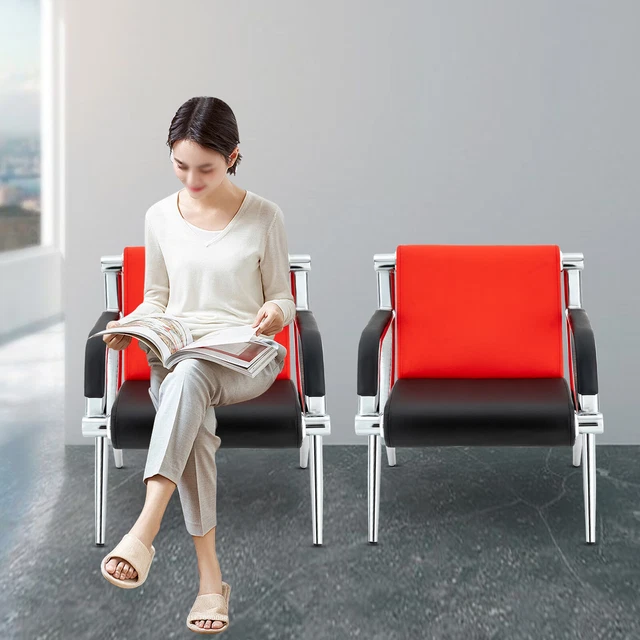 Waiting Room Chair Reception Seat Bench PU Leather Waiting Chair Seat/Sofa Red