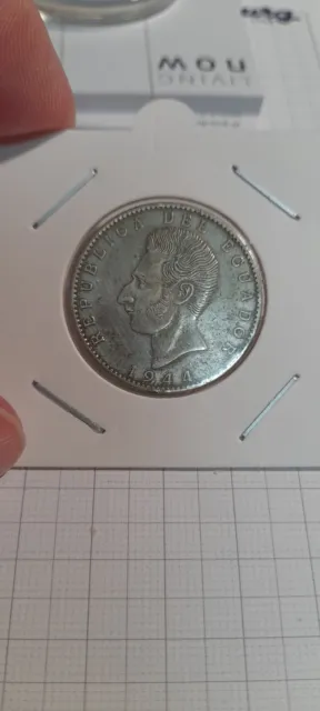 ECUADOR 1944 5 Sucres  Silber Münze TOPPREIS