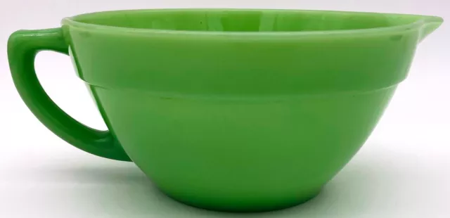 Jadeite Jade Milk Glass Fire King Oven Ware Mixing Batter Bowl with Pour Spout